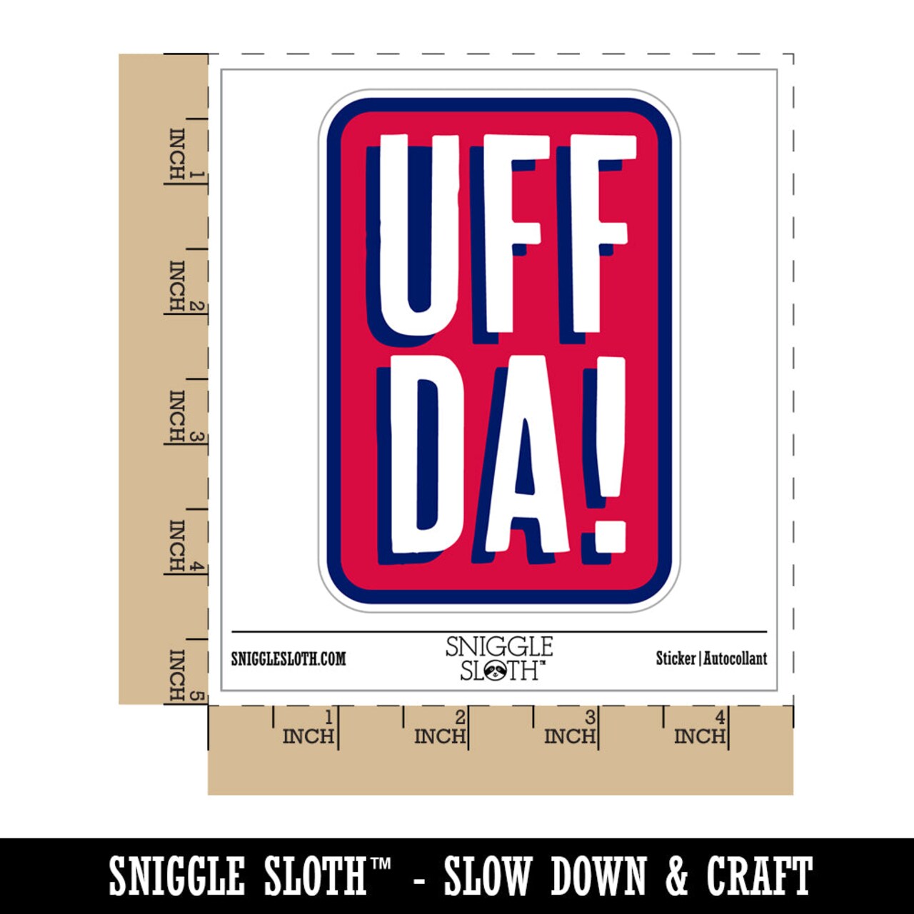 Uff Da Norwegian Ah Oh No Oops Drats Fun Text Waterproof Vinyl Phone Tablet Laptop Water Bottle Sticker Set - 5 Pack